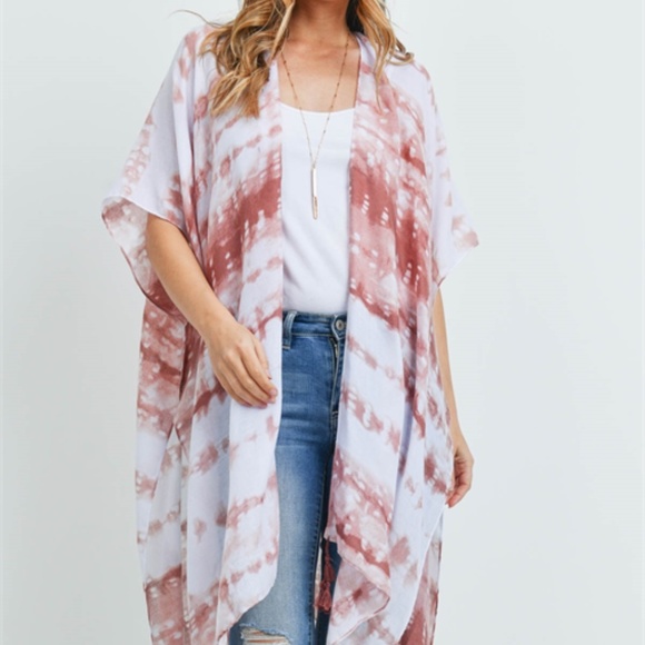 Tie Dye Earth Tone kimono - Picture 2 of 10
